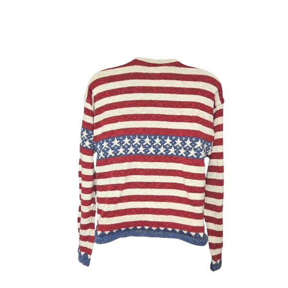 Sage Creek by Liz Ence Womens Large Cardigan Sweater Knit American Flag July - Picture 4 of 12